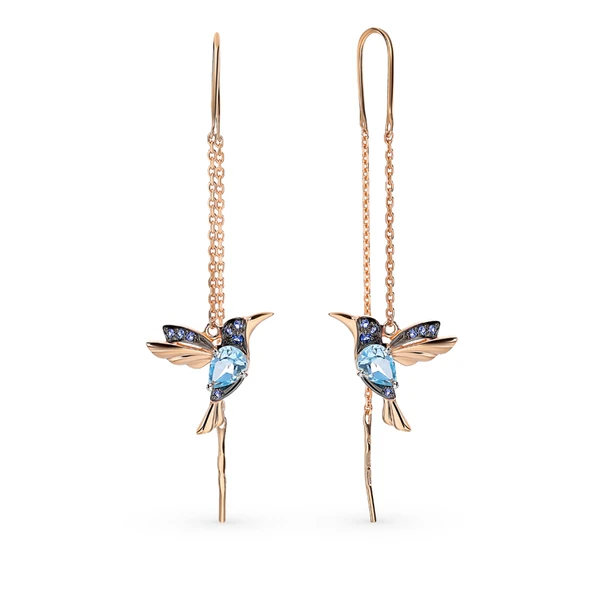 Boucles d'oreilles en strass en forme de colibri