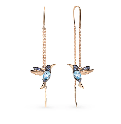 Boucles d'oreilles en strass en forme de colibri